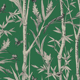 Papier peint Bambou Toile - Émeraude - York