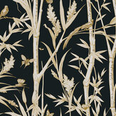 Papier peint Bambou Toile - Noir / or - York