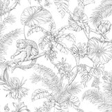 Tropical Sketch Toile Wallpaper - Black / White - by York
