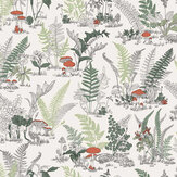 Mushroom Garden Toile Wallpaper - Green - by York