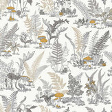 Mushroom Garden Toile Wallpaper - Grey / Gold - by York