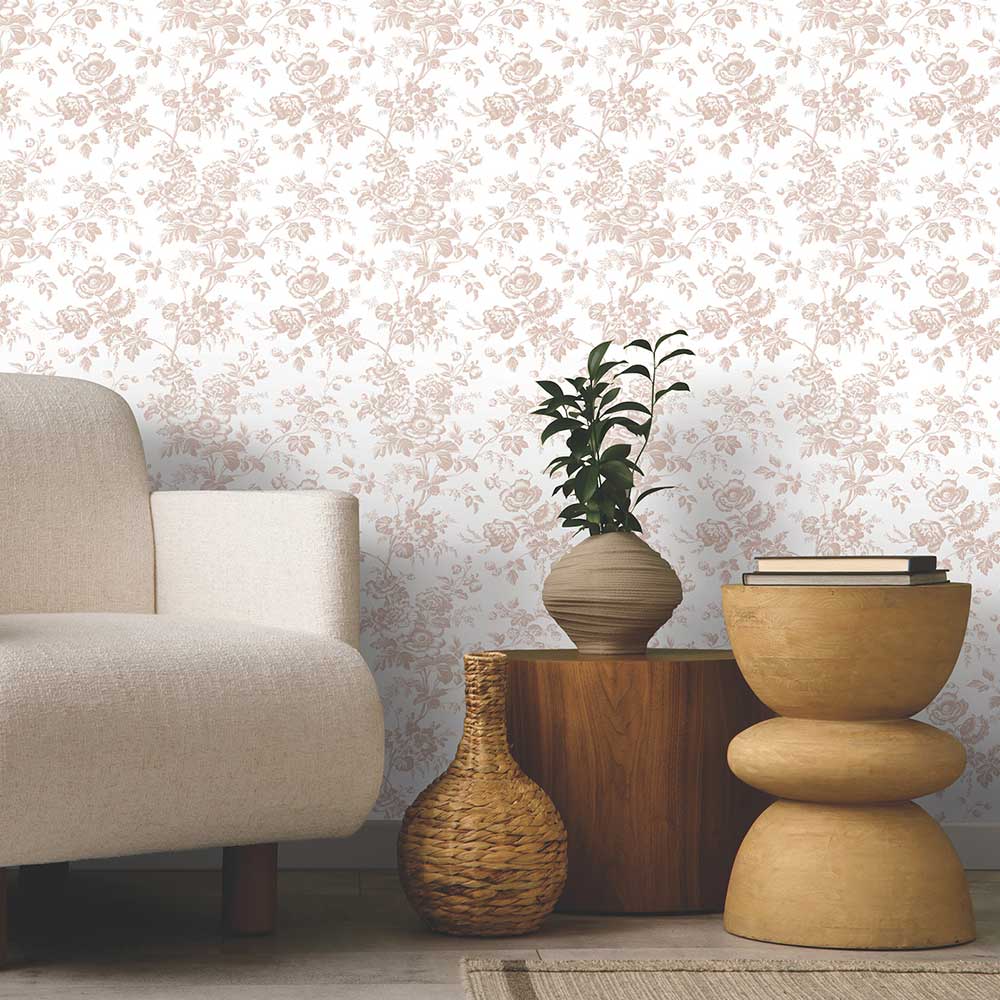Anemone Toile Wallpaper - Pink - by York