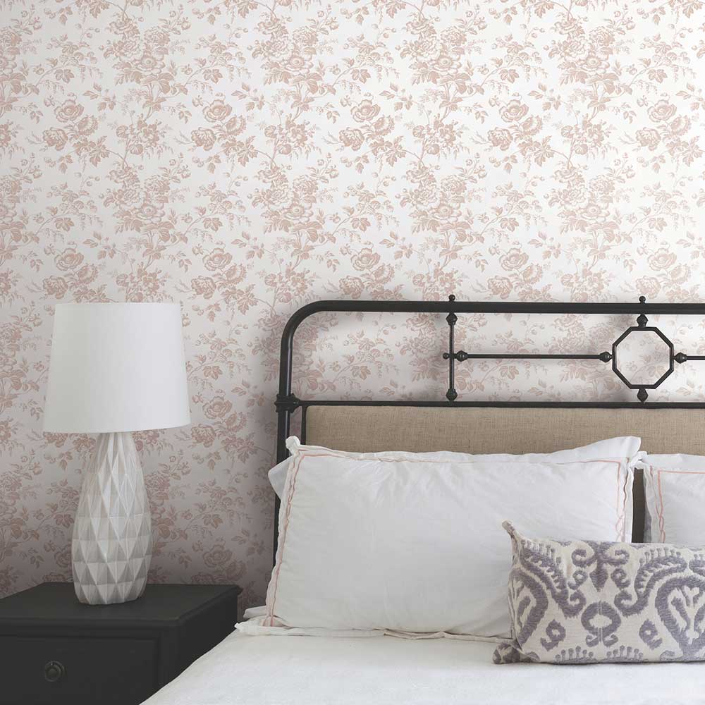 Anemone Toile Wallpaper - Pink - by York