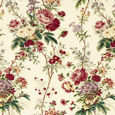 Lakeland Paradis Velvet Fabric - Carmine/Geolu - by Sanderson. Click for more details and a description.