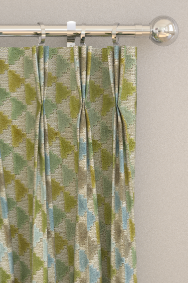 Vidi Velvet Curtains - Kelly/Sky/Linen - by Harlequin. Click for more details and a description.