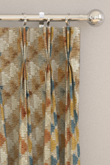 Vidi Velvet Curtains - Tiger/Taupe/French Blue - by Harlequin. Click for more details and a description.