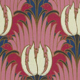 Tulip & Bird Wallpaper - Amaranth / Blush - by Morris. Click for more details and a description.