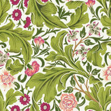 Leicester Wallpaper - Sour Green / Plum - by Morris. Click for more details and a description.
