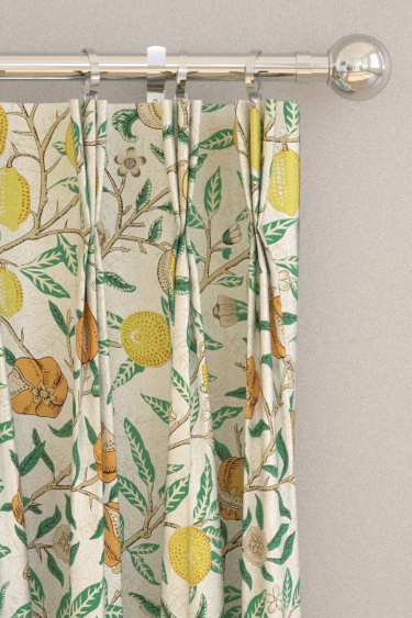 Fruit Curtains - Sap Green/Tangerine - by Morris. Click for more details and a description.