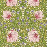 Pimpernel Fabric - Sap Green/Strawberry - by Morris. Click for more details and a description.