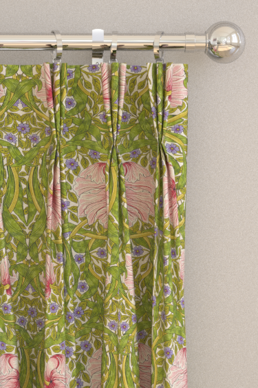 Pimpernel Curtains - Sap Green/Strawberry - by Morris. Click for more details and a description.