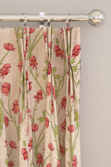 Monkshood Curtains - Rhubarb - by Morris. Click for more details and a description.