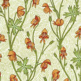 Monkshood Fabric - Tangerine/Sage - by Morris. Click for more details and a description.