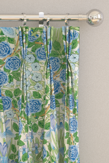 Campanula Curtains - Peacock/Opal - by Morris. Click for more details and a description.
