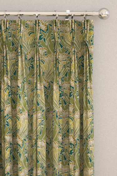 Laceflower Curtains - Pistachio/Lichen - by Morris. Click for more details and a description.