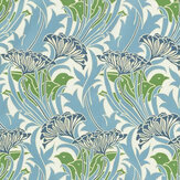 Laceflower Fabric - Garden Green/Lagoon - by Morris. Click for more details and a description.