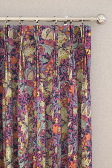 Golden Lily Velvet Curtains - Serotonin Pink - by Morris. Click for more details and a description.