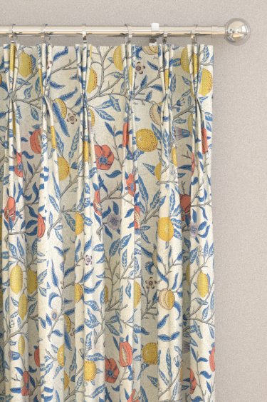Fruit Curtains - Paradise Blue - by Morris. Click for more details and a description.
