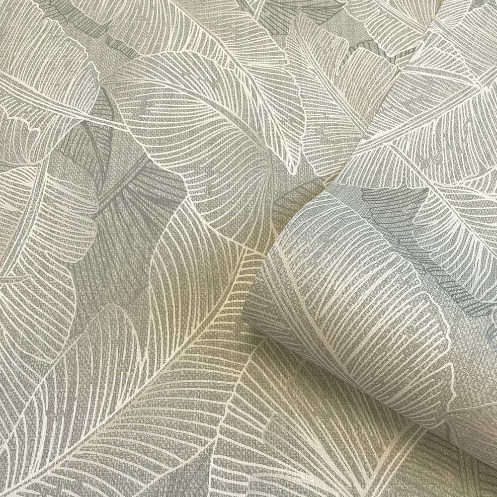 Anaya Leaf Wallpaper - Grey - by Albany