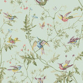 Hummingbirds Wallpaper - Duck Egg Mica - by Cole & Son. Click for more details and a description.