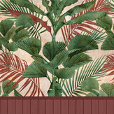 Palm Paradise Dado Mural - Rust/ Pink/ Green - by Wallpanel 