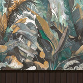Green Oasis Dado Mural - Teal/ Ochre - by Wallpanel . Click for more details and a description.