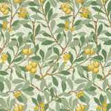 Arbutus Wallpaper - Sage / Lemon - by Morris. Click for more details and a description.