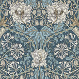 Honeysuckle & Tulip Wallpaper - Woad / Thyme - by Morris. Click for more details and a description.