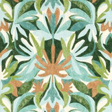 Melora Fabric - Fig Leaf/Paprika/Azul - by Harlequin. Click for more details and a description.