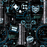 Gaming Glitch Wallpaper - Charcoal / Blue - by Arthouse. Click for more details and a description.