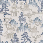 Japanese Pagoda Wallpaper - Blue Grey - by Arthouse