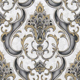 Sonata Damask Wallpaper - Black / Gold - by Albany. Click for more details and a description.