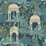 Exotic Pavilion Wallpaper - Navy - by Esselle Home. Click for more details and a description.