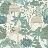 Exotic Pavilion Wallpaper - Parchment/Green - by Esselle Home. Click for more details and a description.