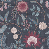 Fable Trail Wallpaper - Navy/Berry - by Esselle Home. Click for more details and a description.