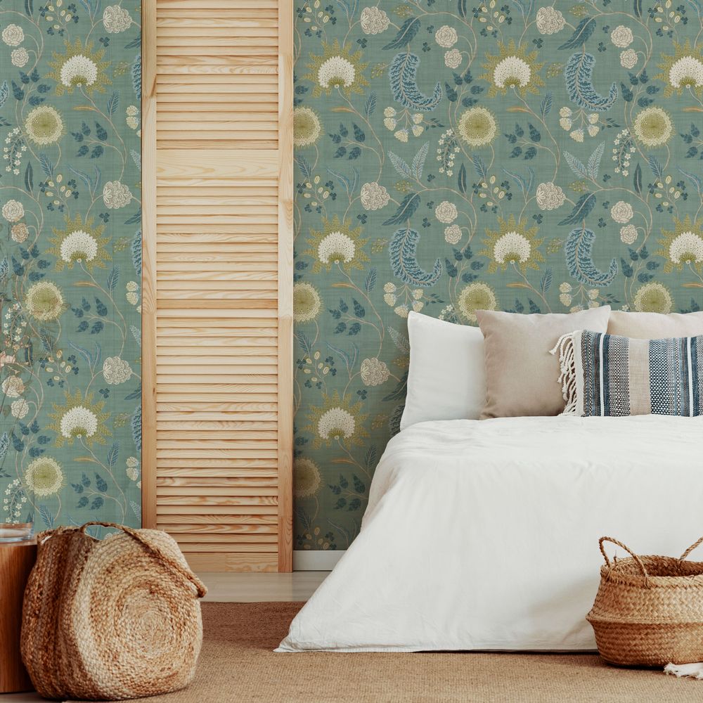 Fable Trail Wallpaper - Seafoam - by Esselle Home
