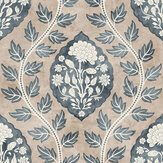 Floral Cartouche Wallpaper - Stone Blue - by Esselle Home. Click for more details and a description.