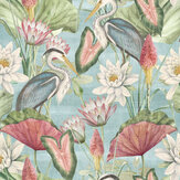 Waterlily Lake Wallpaper - Soft Blue - by Esselle Home. Click for more details and a description.
