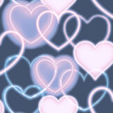 Neon Heart Wall Wallpaper - Navy Pink - by Arthouse