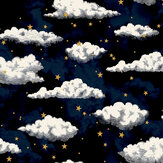 Stars And Clouds Wallpaper - Navy - by Arthouse