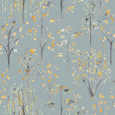 Watercolour Tree Wallpaper - Grey / Ochre - by Arthouse