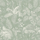 Woodland Toile Wallpaper - Green - by Crown