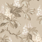 Chestnut Floral Wallpaper - Beige - by Crown