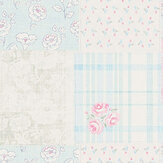 Patchwork Vintage Floral Wallpaper - Blue / Pink - by Galerie