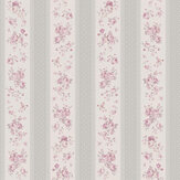 Vintage Rose Stripe Wallpaper - Grey / Pink - by Galerie