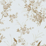 Bird Chinoiserie   Wallpaper - Blue Gold - by Shabby Chic by Rachel Ashwell. Click for more details and a description.