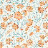 Fleur de Joie Fabric - Paprika/ Aqua - by Harlequin