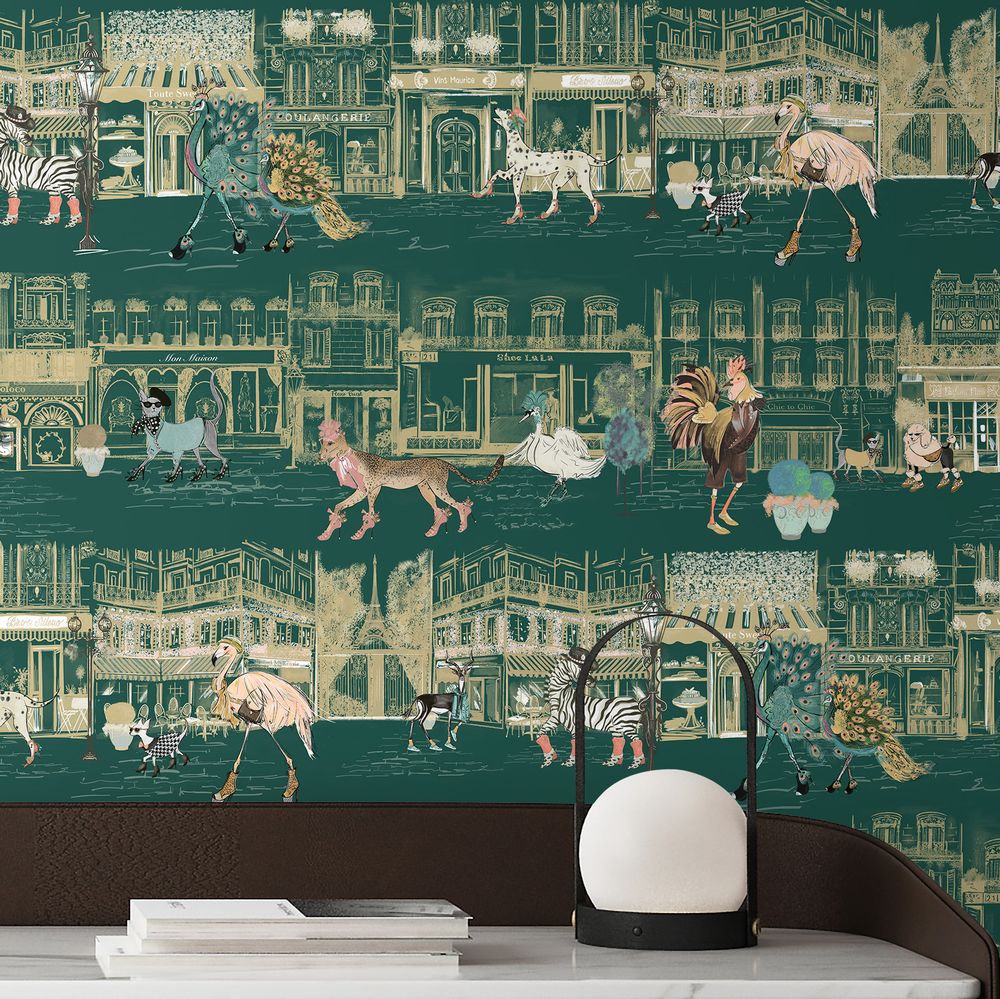 Catwalk by Brand McKenzie - Kingfisher - Wallpaper : Wallpaper Direct