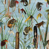Fishing Flies Wallpaper - Aquamarine - by Mind the Gap