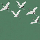Crane in Flight Mural - Emerald - by Art for the home